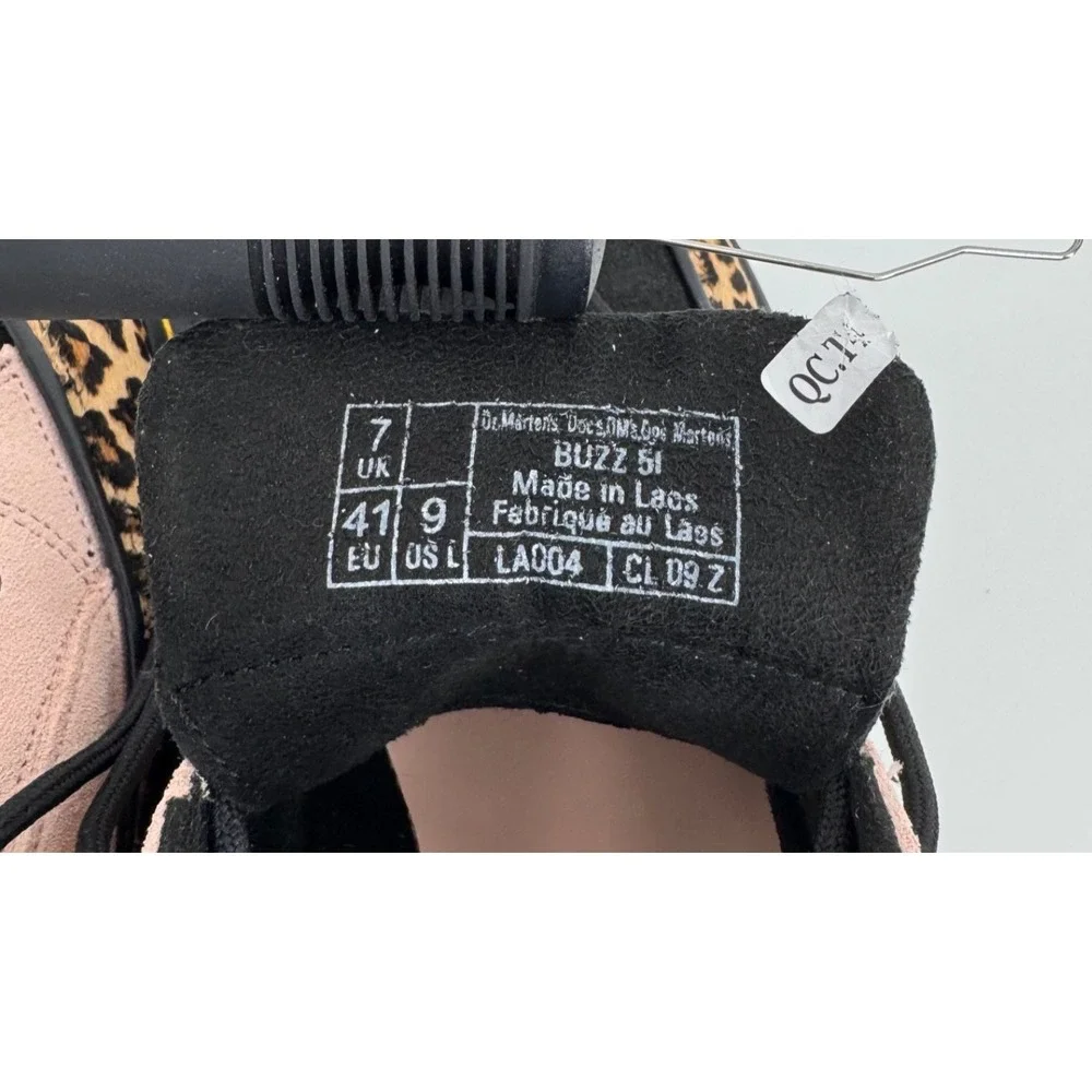 Dr. Martens Buzz 5-Eye Leopard Suede Platform Shoes Womens Sz 9 Pink/Brown Black